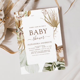 Flyer Flye de Baby Shower tropical de Boho Boho Grass