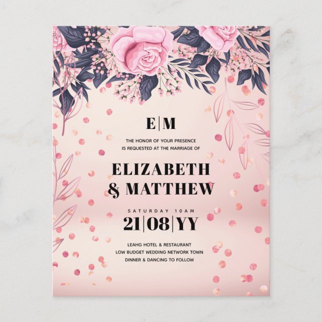 Flyer FLYERS, Boda de presupuesto más bajo, Rosegold Pin (Frente)