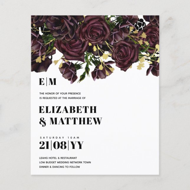 Flyer FLYERS, el Boda de presupuesto más bajo, Plum Mars (Frente)