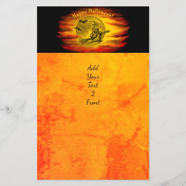 Flyer Flying witch with black cat , halloween night (Frente)
