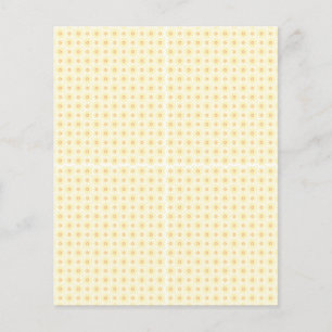 Flyer fondo amarillo y blanco con círculos pequeños