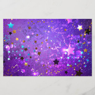 Flyer Fondo de Relieve metalizado púrpura con estrellas