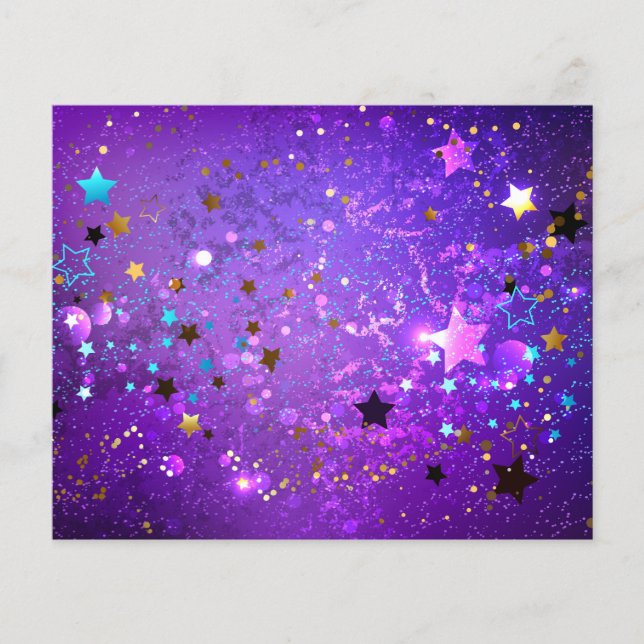 Flyer Fondo de Relieve metalizado púrpura con estrellas (Frente)