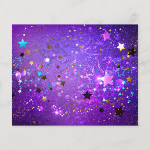 Flyer Fondo de Relieve metalizado púrpura con estrellas