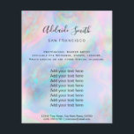 Flyer fondo holográfico de opal de color pastel FAUX<br><div class="desc">volante de artista profesional de maquillaje en salón de belleza</div>