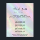 Flyer fondo holográfico de rainbow FAUX<br><div class="desc">volante de artista profesional de maquillaje en salón de belleza</div>