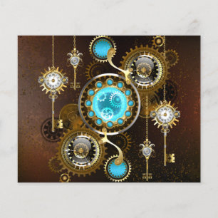 Flyer Fondo oxidado steampunk con lentes de turquesa