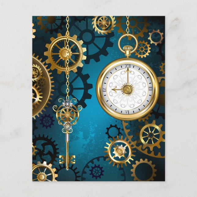 Flyer Fondo turquesa de vapor con engranajes (Frente)