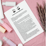 Flyer Forma de exención de responsabilidad de la EXTENSI<br><div class="desc">Los formularios de exención de responsabilidad de Extensiones Eyelash son perfectos para su negocio de extensión Lash. Este moderno y sofisticado diseño de la Exención de Responsabilidad presenta un ilustracion glamoroso y minimalista de las pestañas de una mujer con prado de ojos rosegold, un título y un bloque donde puede...</div>