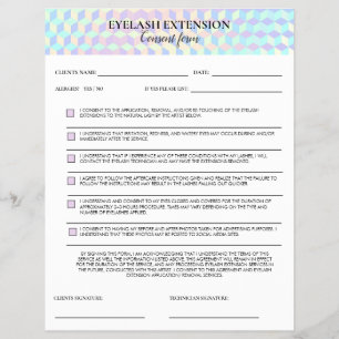 Flyer Formulario de consentimiento de pestañas holográfi