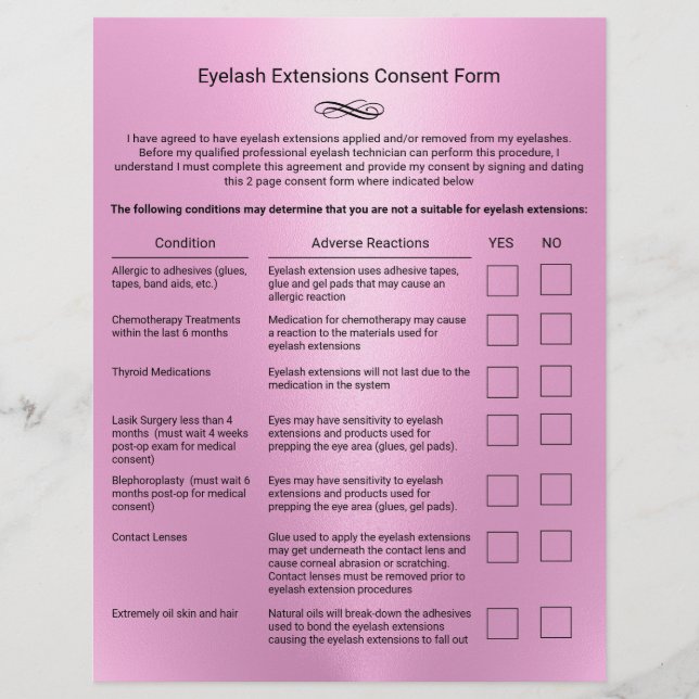 Flyer Formulario de exención de responsabilidad del saló (Frente)