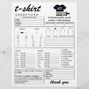 Flyer Formulario de pedido de impresión de camiseta de r