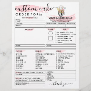 Flyer Formulario de pedido de pastel con ilustración ado