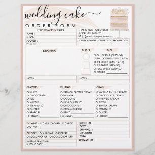 Flyer Formulario de pedido de pastel de bodas cumpleaños