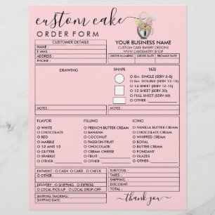 Flyer Formulario de pedido de pastel de ilustración mode