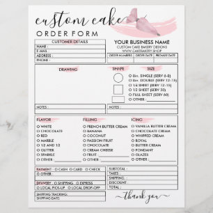 Flyer Formulario de pedido de pastel de la panadería Pin