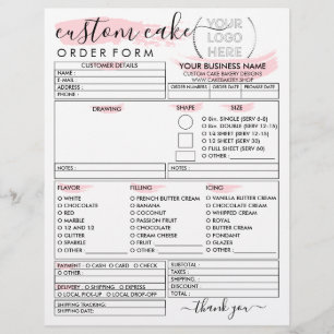 Flyer Formulario de pedido de pastel de panadería