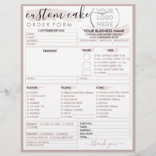 Flyer Formulario de pedido de pastel de panadería en gui