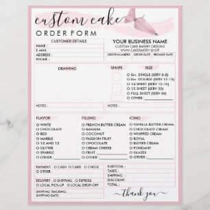 Flyer Formulario de pedido de pastel de repostería suave