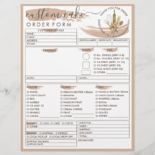 Flyer Formulario de pedido de pastelería de crema marrón