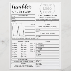 Flyer Formulario de pedido de taza de tumbler con marco