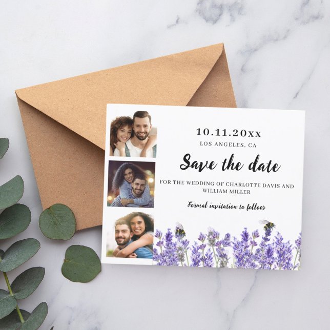 Flyer Foto: boda de flores de lavanda Save the Date (Subido por el creador)