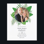 Flyer Foto Boda de fotografía de la playa de verano trop<br><div class="desc">Personalizable de invitación a la celebración de la boda en la playa del follaje acuático tropical aloha para los detalles de su evento. Ideal para cualquier tema o boda en el jardín. Tenga en cuenta que esta invitación presupuestaria está en papel de volante y es muy delgada. Los sobres no...</div>