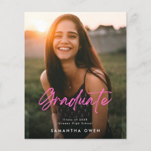 Flyer Foto de anuncio de graduación rosa caliente económ