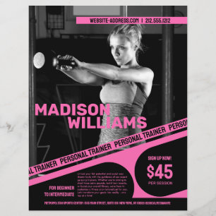 Flyer Foto de Entrenador Personal Rosa Brillante Intenso