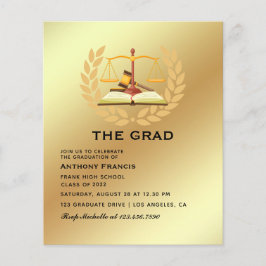 Flyer Foto de fiesta de graduación de abogado en negro y