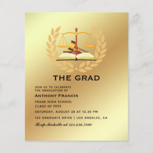Flyer Foto de fiesta de graduación de abogado en negro y