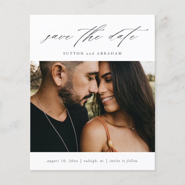 Flyer Foto De Guión De Presupuesto Guardar La Fecha (Frente)