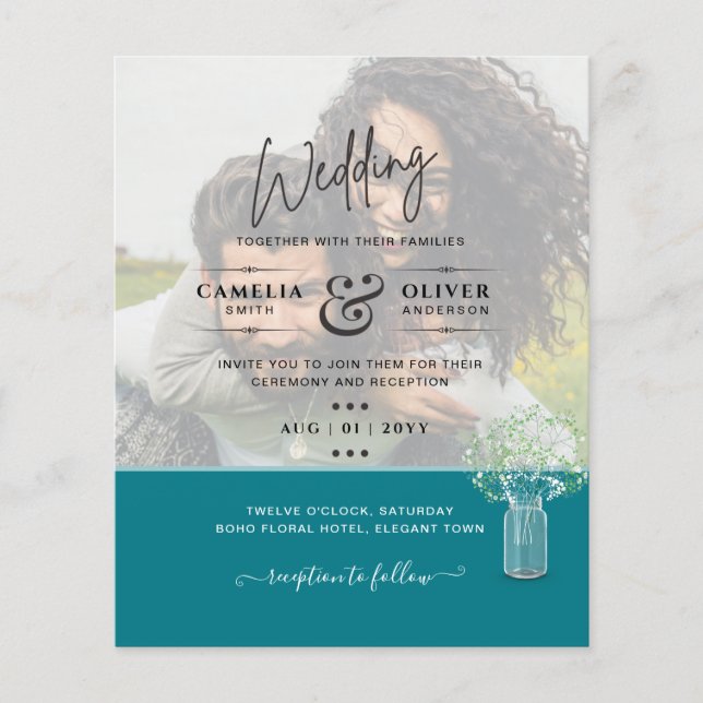 Flyer FOTO DE LeahG SOBRELAY Gypsophila Wedding Invitado (Frente)