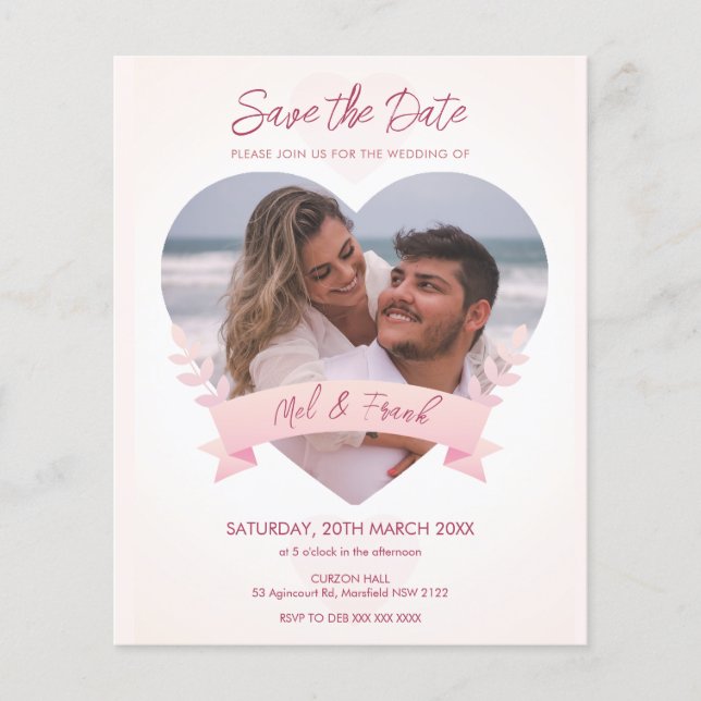 Flyer Foto de Love Heart Save the Date Invitation (Frente)