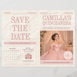 Flyer Foto de periódico vintage para guardar la fecha de