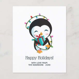 Flyer Foto de pingüino de Navidad lindo Felices Fiestas