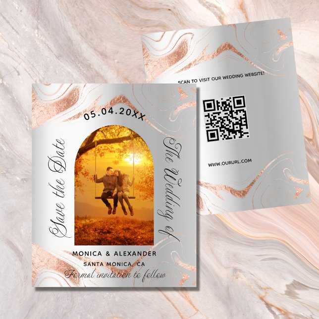 Flyer Foto de plata rosa boda presupuesto QR ahorre la f (Subido por el creador)