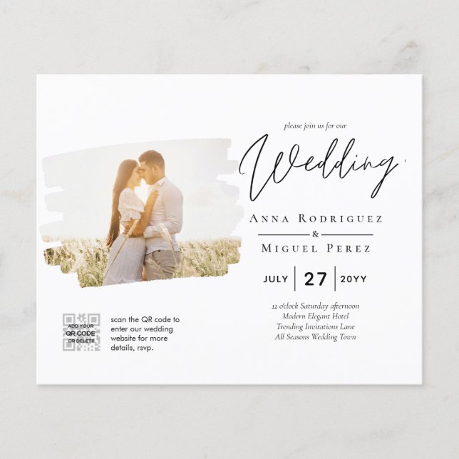 Flyer FOTO DE PRESUPUESTO CÓDIGO QR Boda Invitar Detalle (Frente)