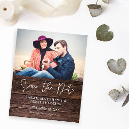 Flyer Foto de presupuesto en Wood B Rustic Save the Date