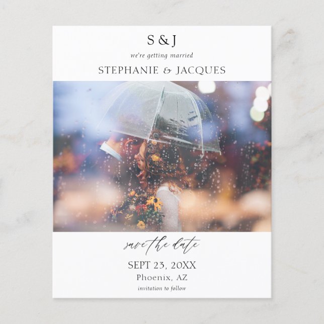 Flyer Foto de presupuesto Monograma moderno Guardar la f (Frente)