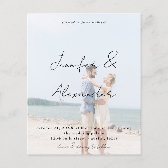 Flyer Foto de Presupuesto Nombres grandes Boda vertical  (Frente)