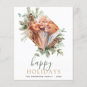 Flyer Foto de verde de Navidades de Budget Happy Holiday