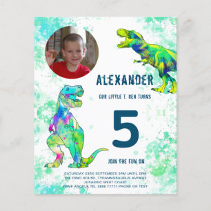 Flyer Foto del partido de cumpleaños de Dinosaurios