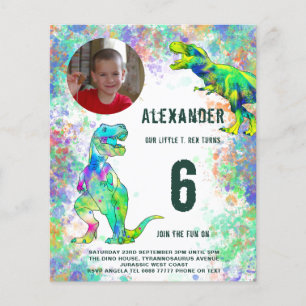Flyer Foto del partido de cumpleaños de Dinosaurios