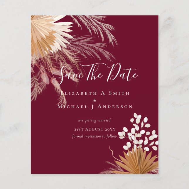 Flyer Foto del presupuesto Guardar fechas PAMPAS Grass T (Frente)