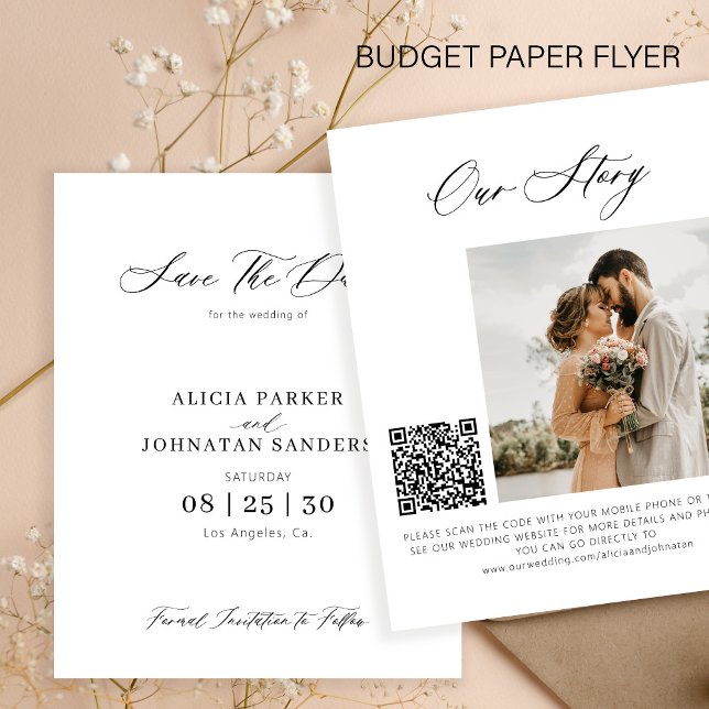 Flyer Foto elegante presupuesto boda código QR guardar l (Subido por el creador)