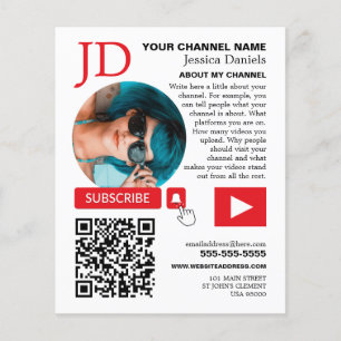 Flyer Foto en círculo y código QR, Youtube - Vlogger