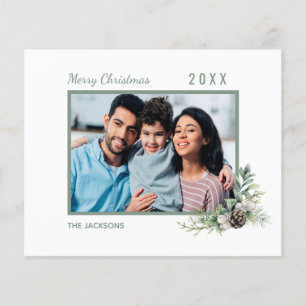 Flyer Foto familiar de Navidad con cono blanco moderno p