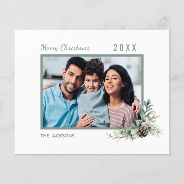 Flyer Foto familiar de Navidad con cono blanco moderno p (Frente)