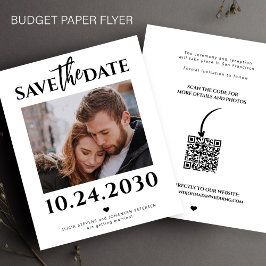 Flyer Foto moderna de presupuesto boda código QR guardar